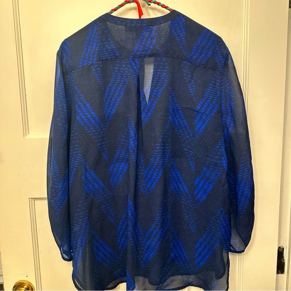 ⭐️ Fred David XL Navy and Royal Blue Sheer Blouse - Picture 6 of 8